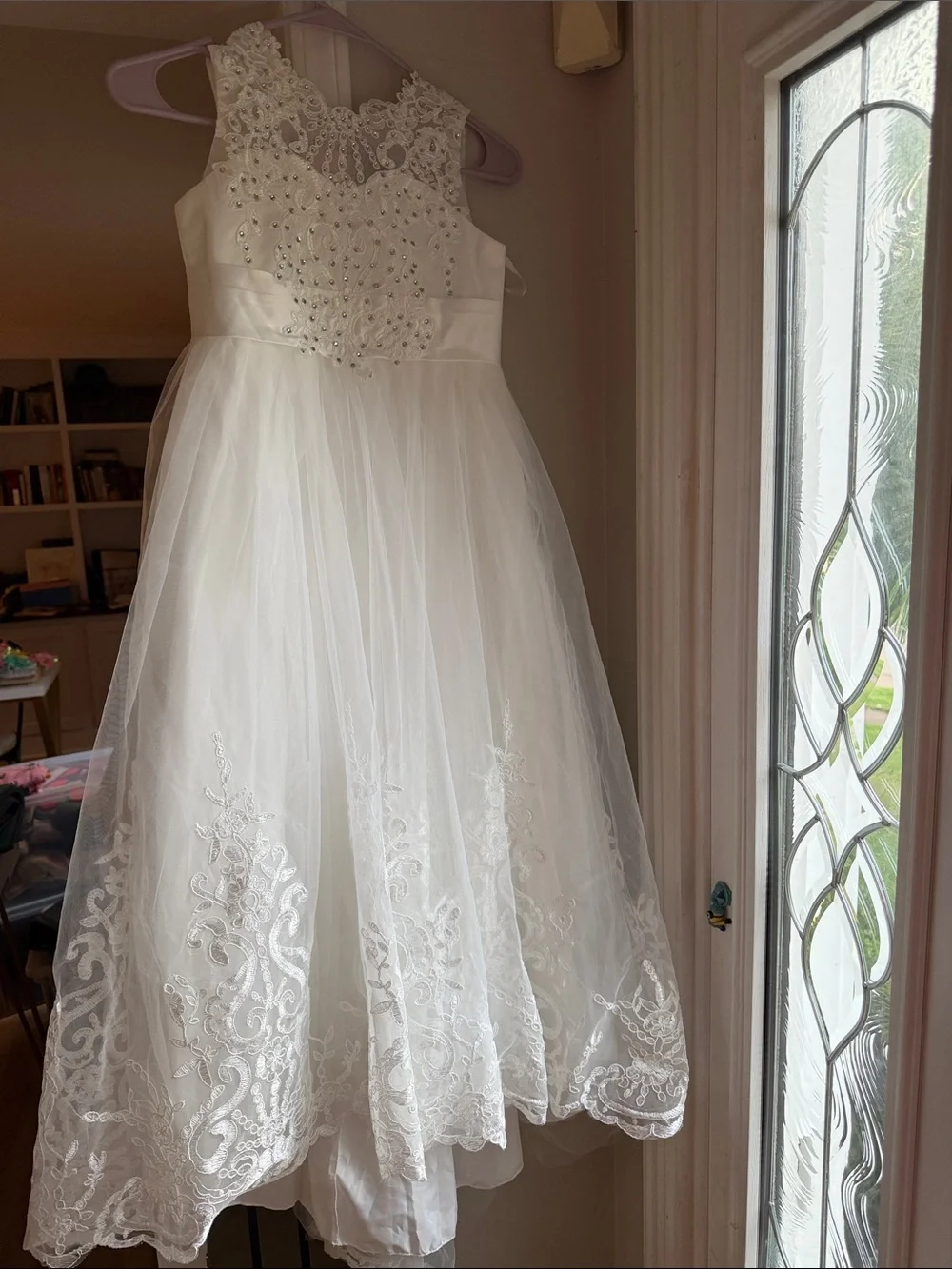 White Embroidered Tulle First Communion/Flower Girl Dressa - New without tags 8